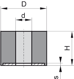 Hohlpuffer HZ1, einseitig Metallscheibe